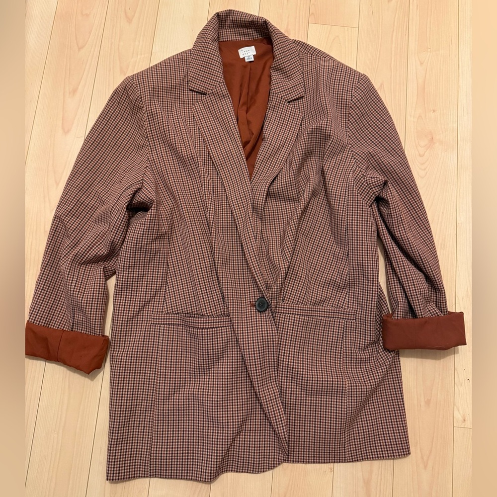 A New Day Brown & Black Plaid Blazer